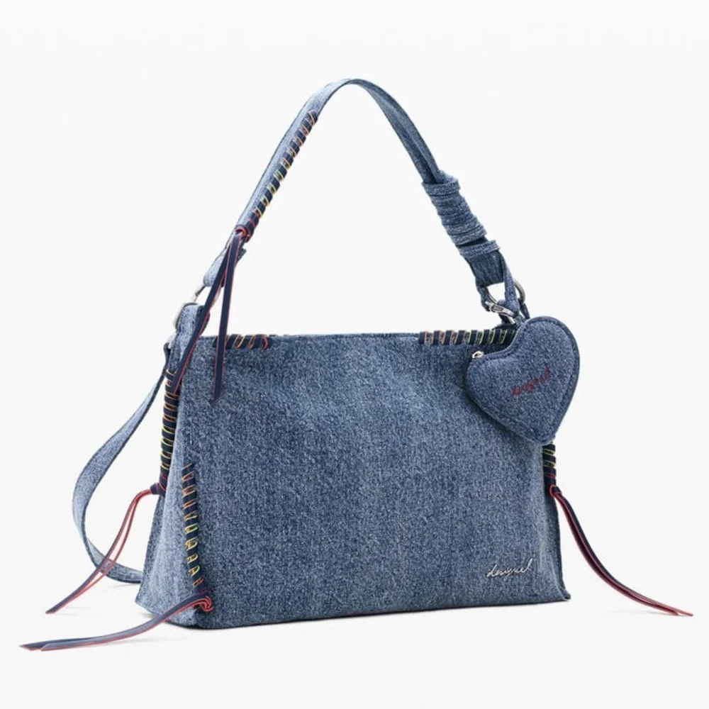NWT Desigual Blue Denim Shoulder Bag and Heart Coin Pouch 2026 collection 🌱 - Picture 4 of 16